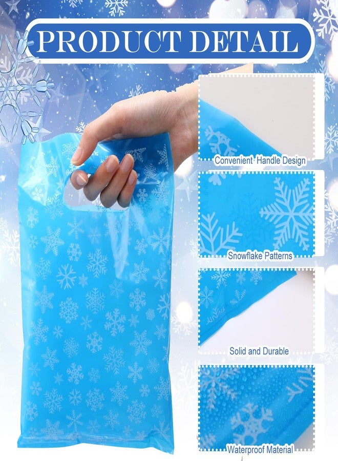Tiangrid 48 Pieces Snowflake Christmas Plastic Gift Bags Winter Treat Candy Goodie Blue Bags with Handle Gift Packaging for Winter Christmas Xmas Party Favor Decoration - Image 5